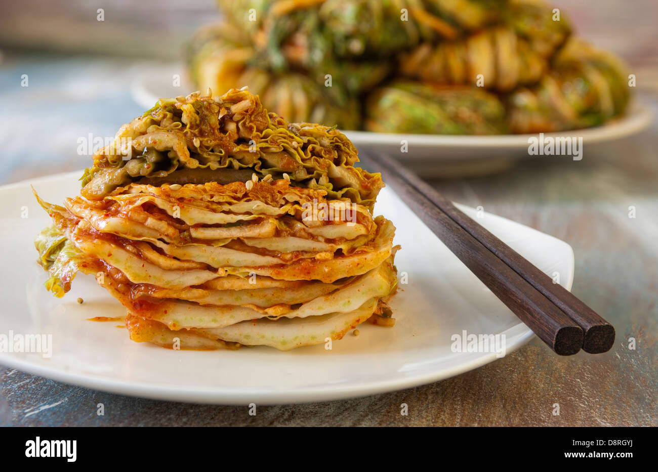 Chiusura del kimchi. Foto Stock