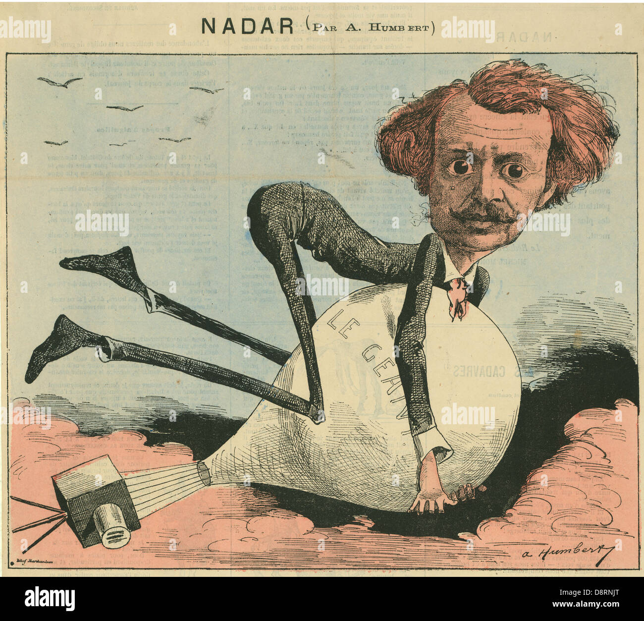 Albert Humbert 1863 caricatura francese di fotografo e balloonist Nadar Foto Stock