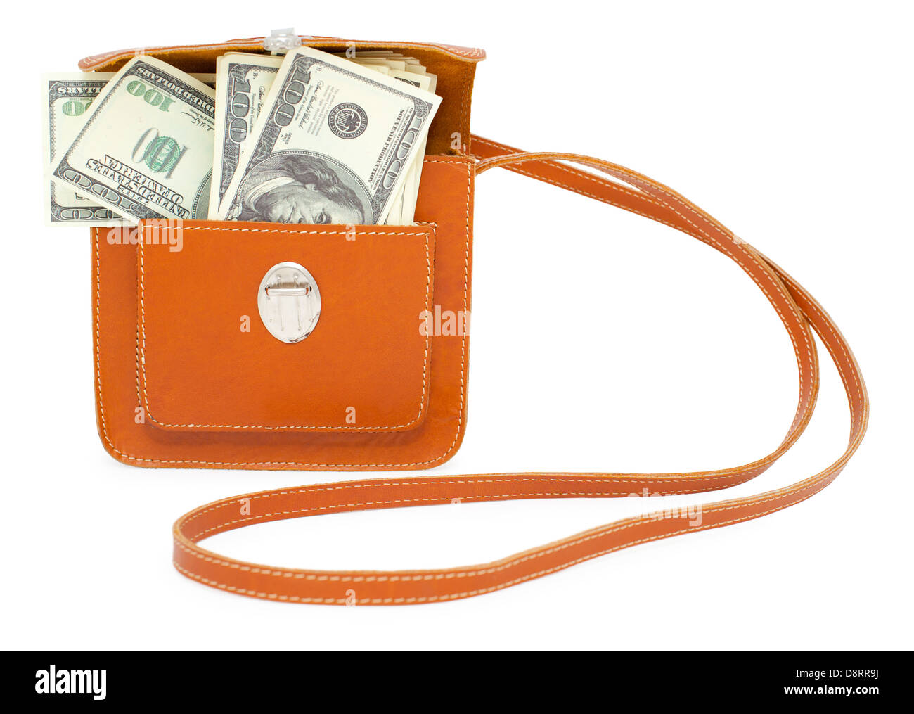 Le fatture del dollaro nella borsetta Foto Stock