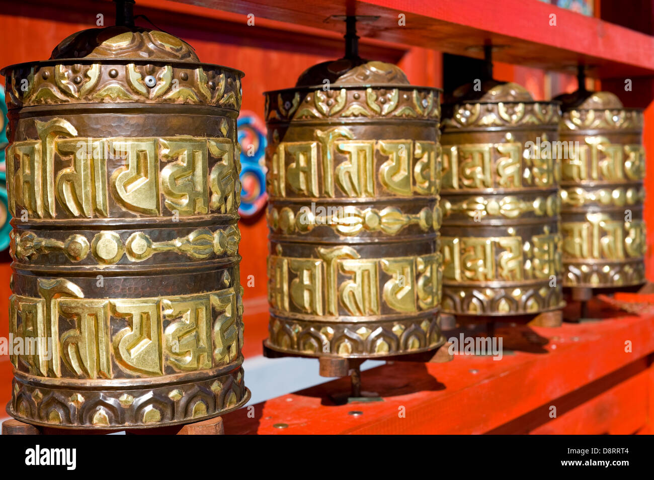 La preghiera buddista tamburi Foto Stock