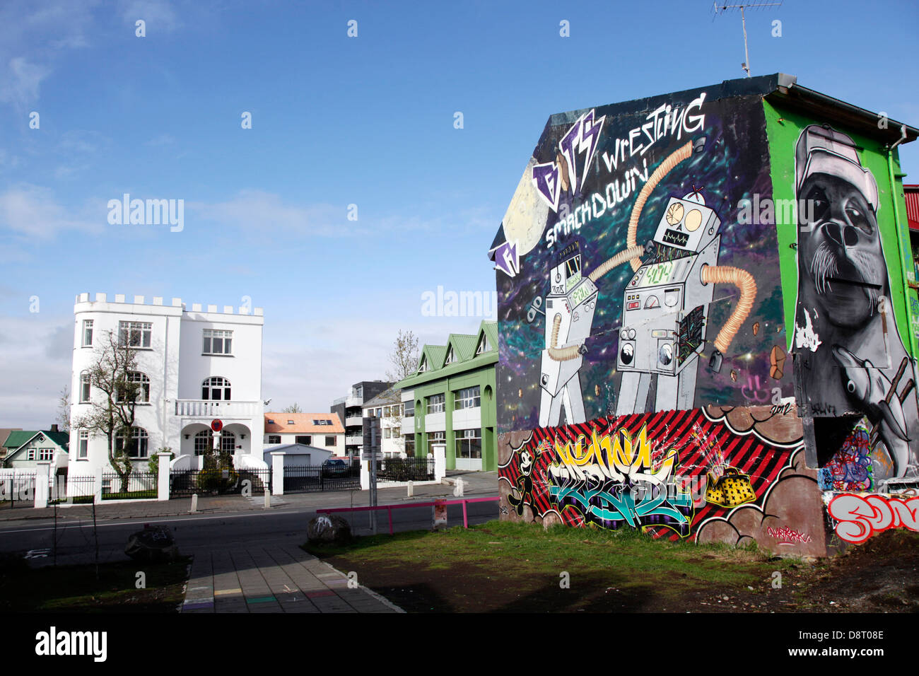 L'Ambasciata Danese (sinistra), Reykjavik, Islanda Foto Stock