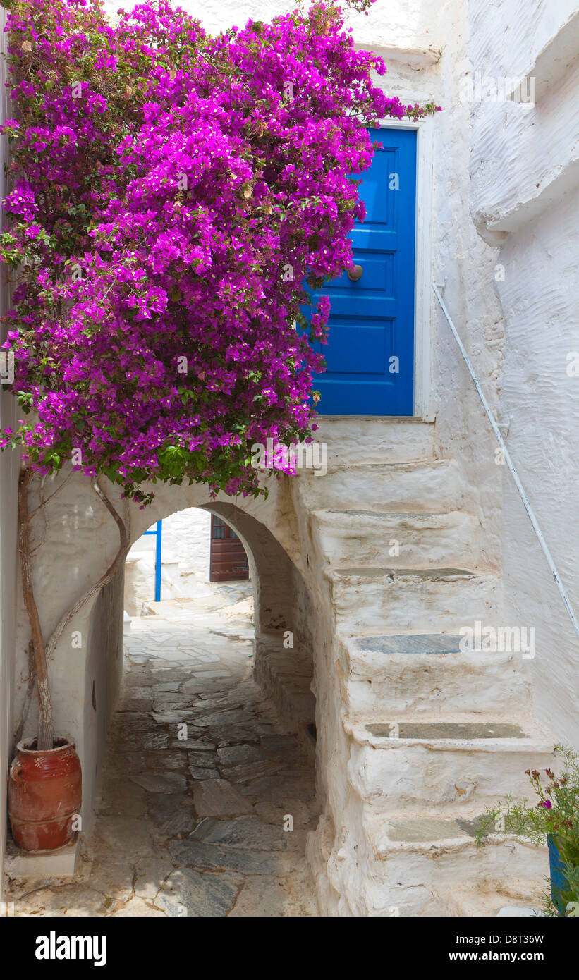 La città medievale di Syros Island in Grecia Foto Stock