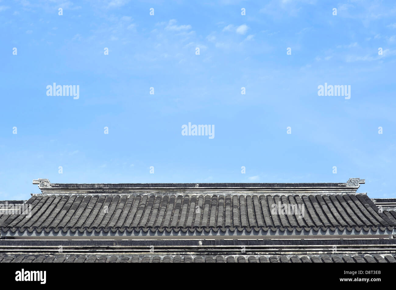Cinese tradizionale tegole del tetto, Suzhou, Cina Foto Stock