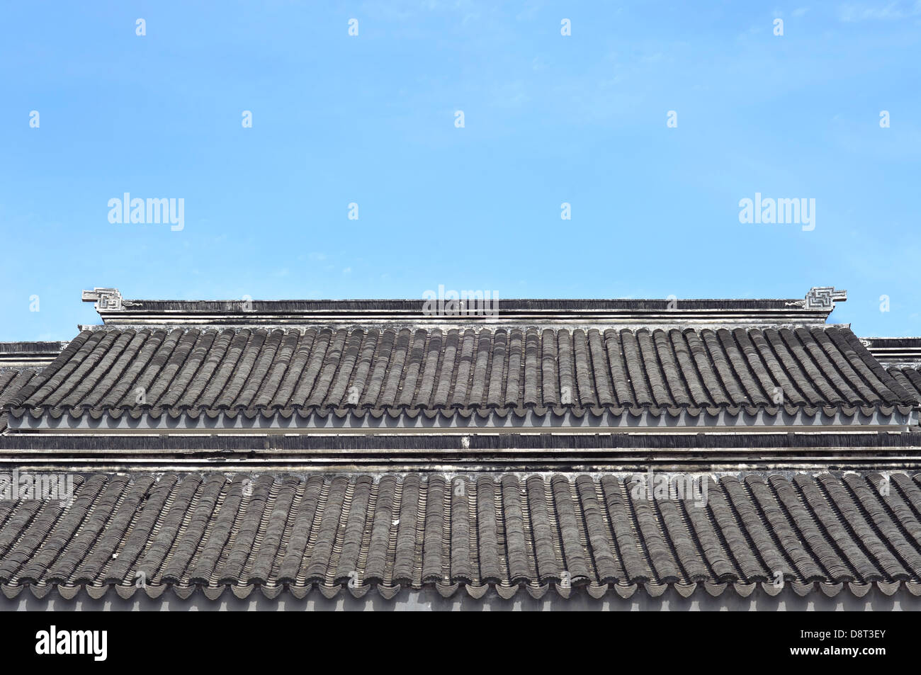 Cinese tradizionale tetto nella città vecchia di Suzhou, Cina Foto Stock