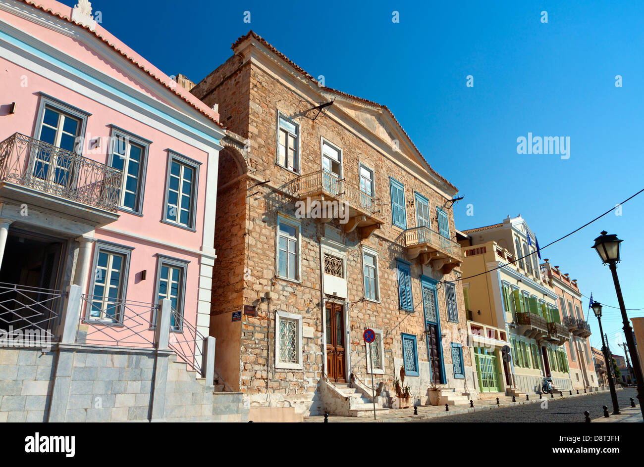 Ermoupolis città a Syros Island in Grecia. Area Vaporia Foto Stock