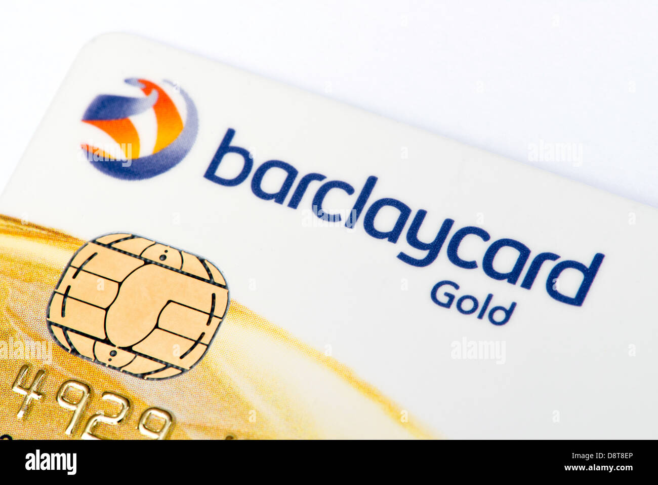 Una chiusura di un oro Barclaycard carta di credito Foto Stock