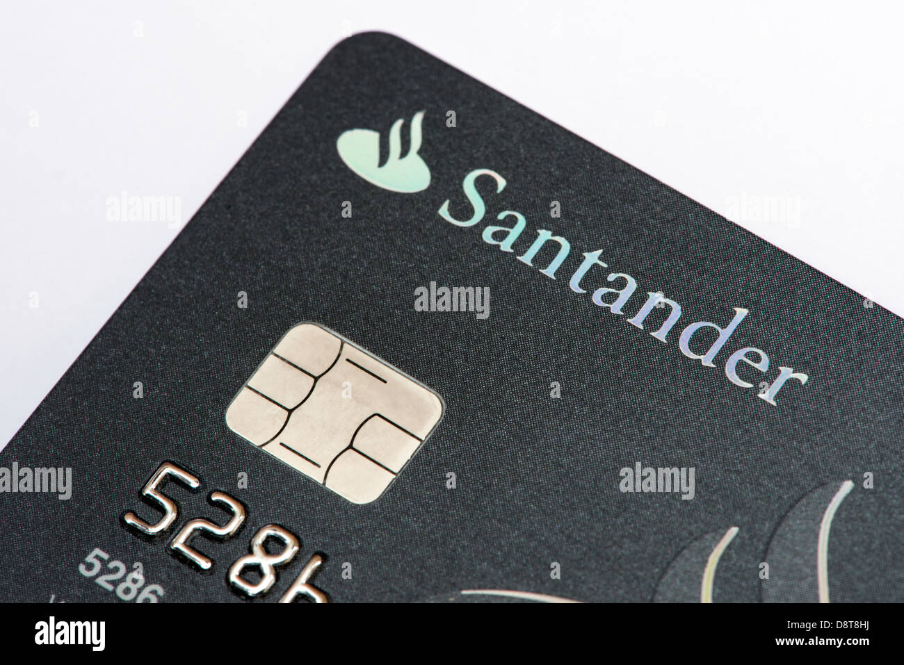 Una chiusura di una banca Santander carta di credito Foto Stock