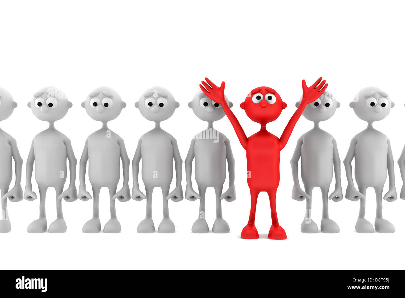 Un uomo rosso distinguiti dalla massa Foto Stock