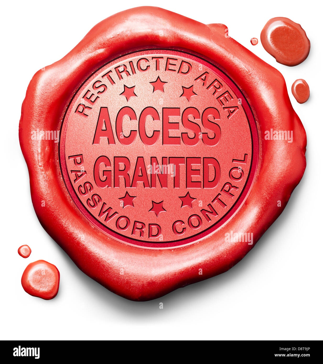 Accesso concesso ingresso password accettata il controllo sicurezza e protezione area riservata soci solo red label icona o timbro Foto Stock