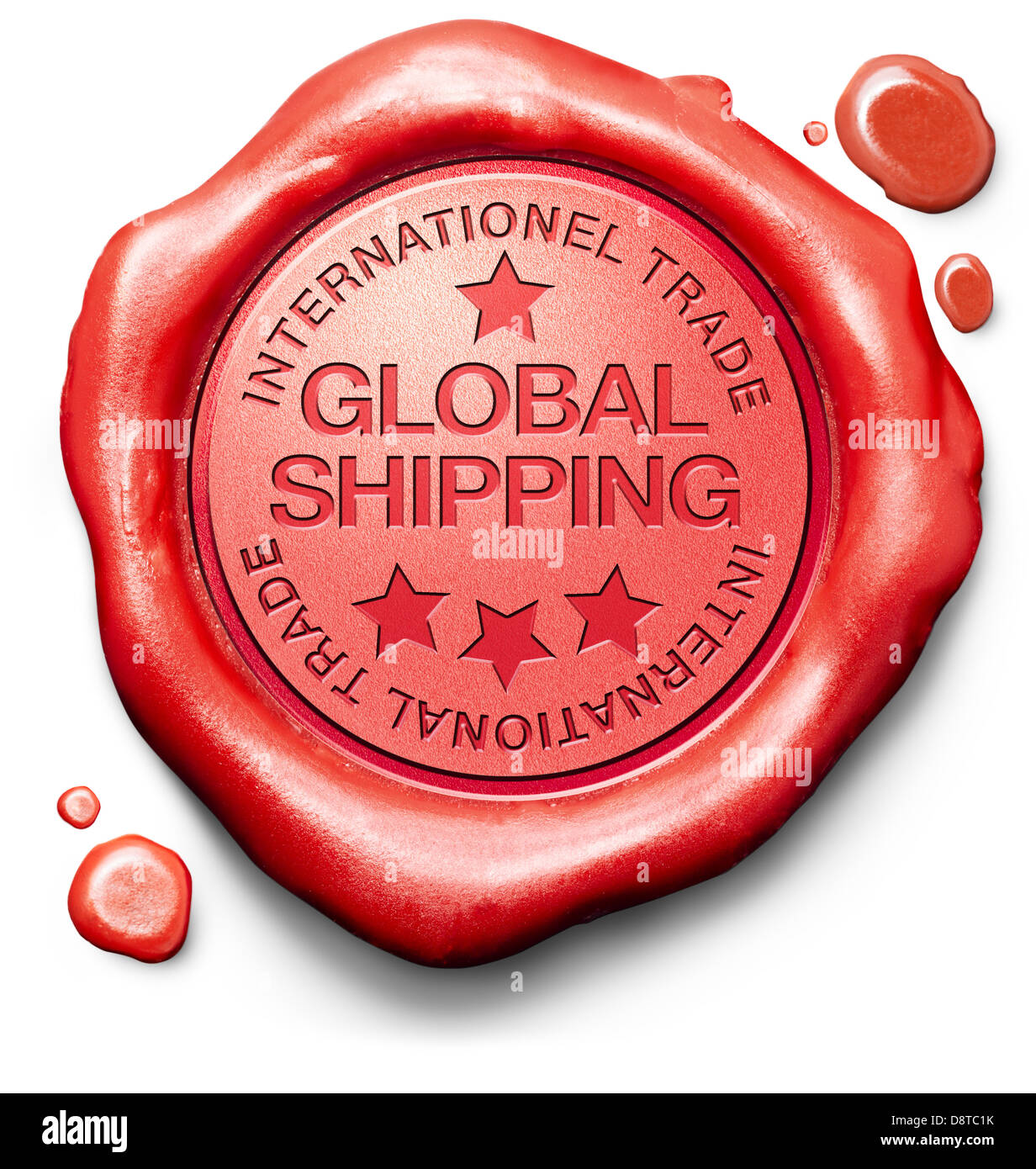 Global shipping worldwide consegna dell ordine online presso il negozio online di Internet icona shopping cera rossa timbro Foto Stock