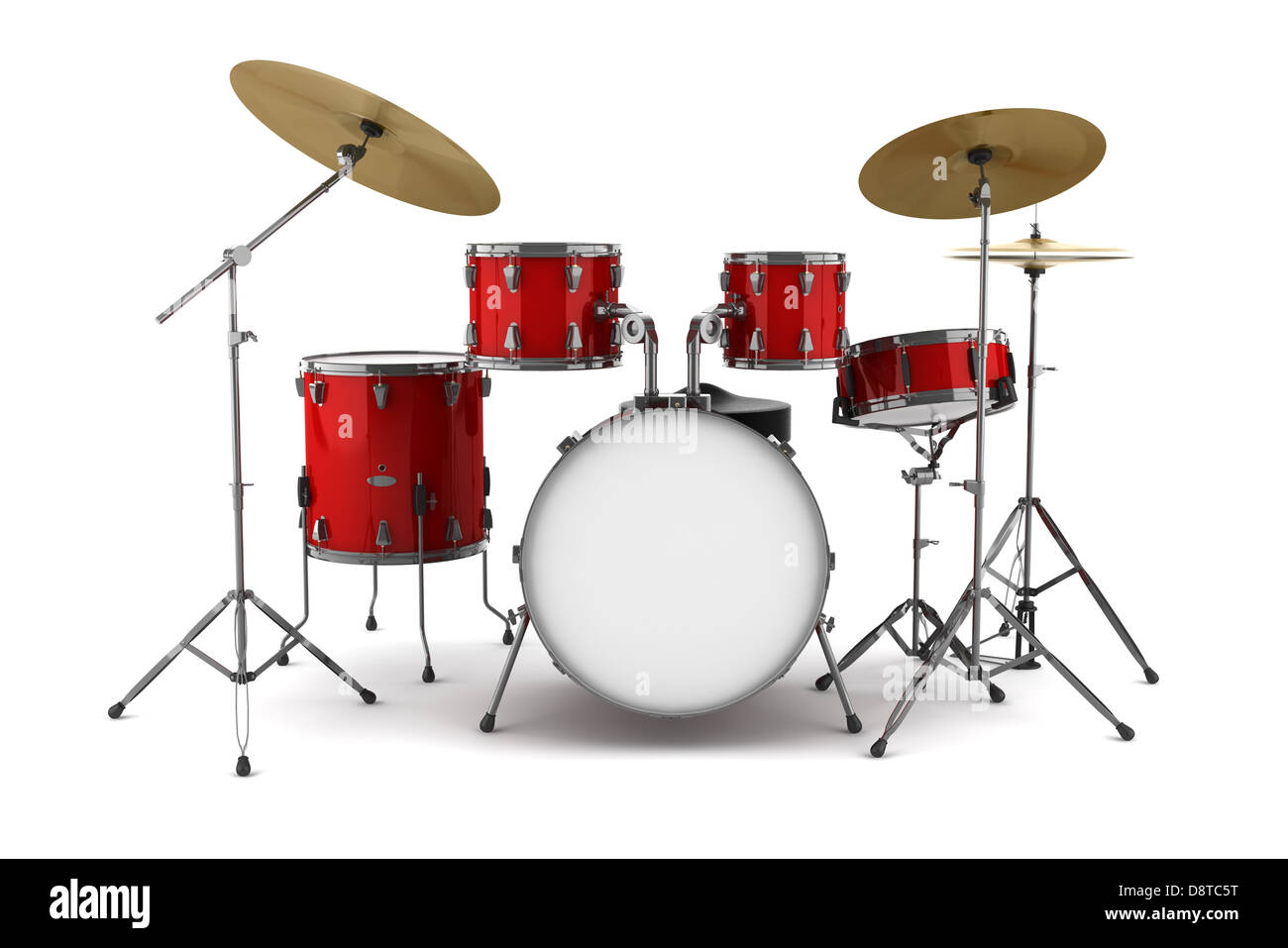 Red drum kit isolato su sfondo bianco Foto Stock