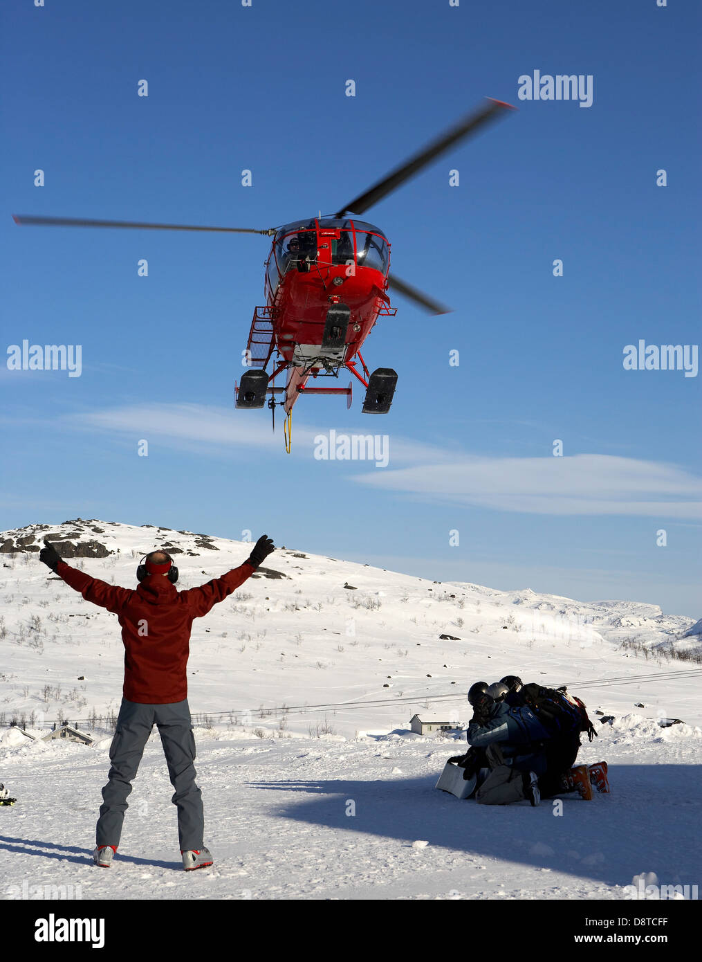 Heliski, Riksgransen, Svezia Foto Stock