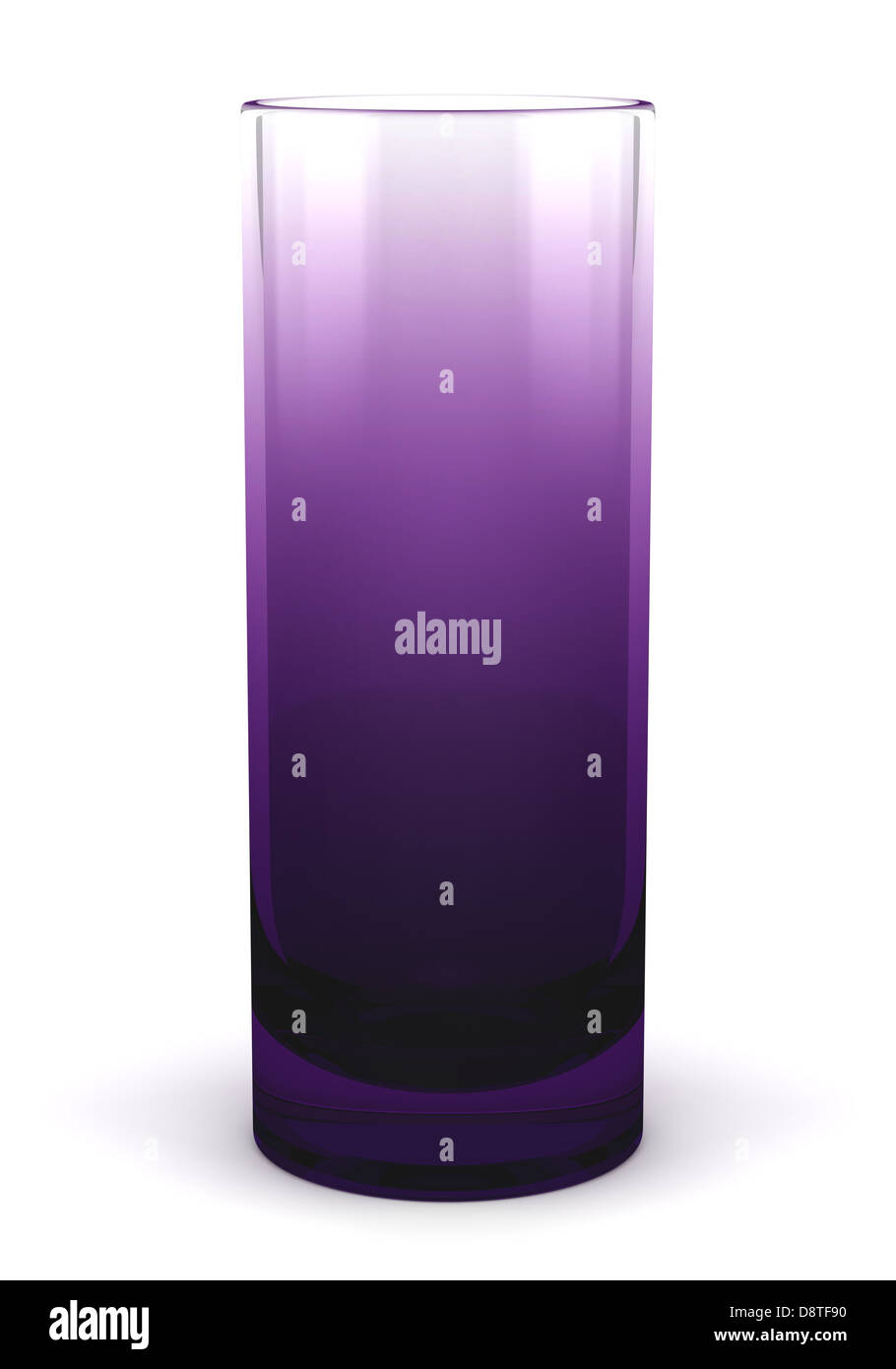 Viola singolo vaso di vetro isolato su bianco Foto Stock