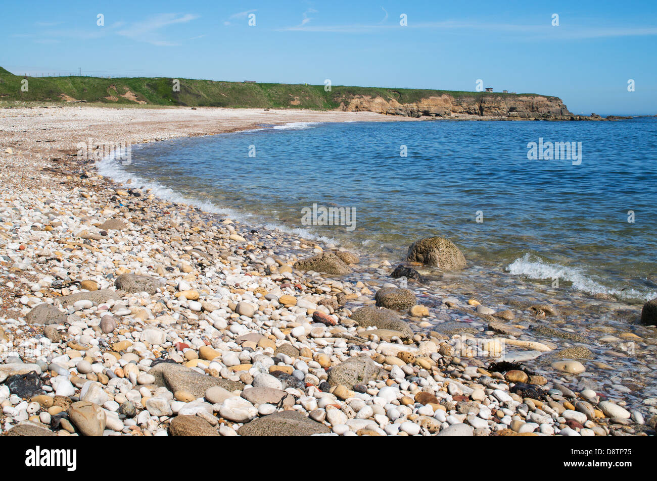 Vista della costa del Mare del Nord dal sentiero costiero come passa attraverso Whitburn, North East England Regno Unito Foto Stock