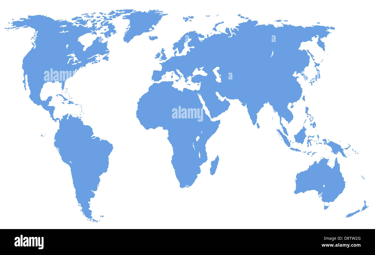 Mappa del mondo, isolata, tracciato di ritaglio Foto Stock