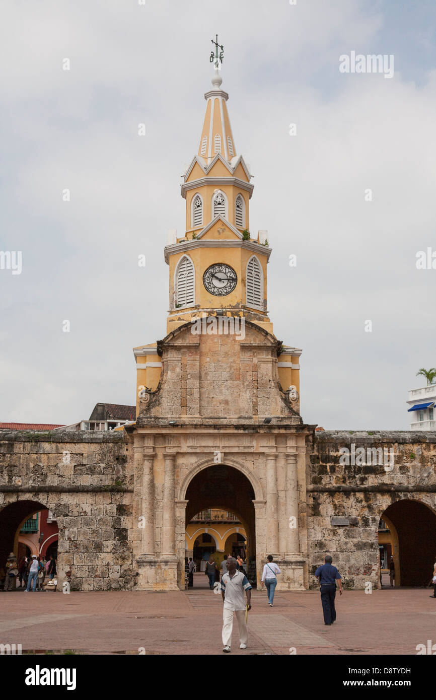 Torre del Reloj, Clock Tower, Cartagena, Colombia Foto Stock