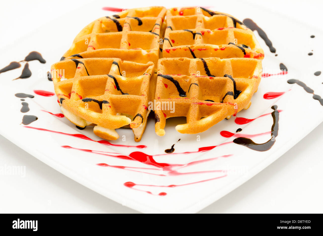 Waffle con sciroppo Foto Stock