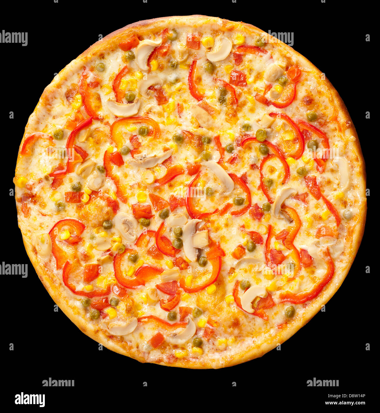 Pizza con funghi, isolato Foto Stock