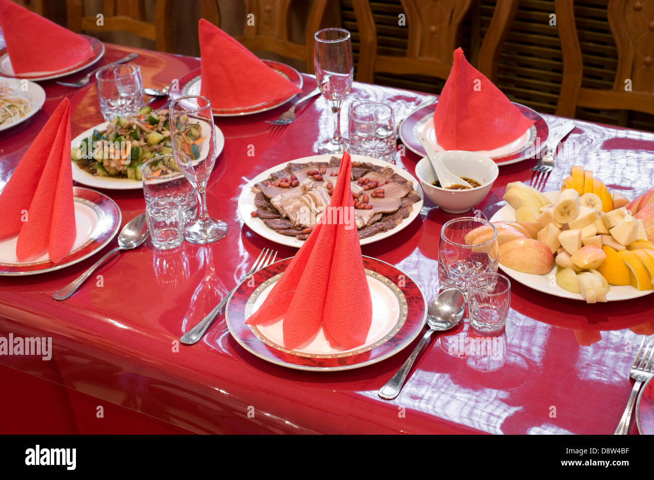 Il ristorante cinese tabella per banchetti Foto Stock