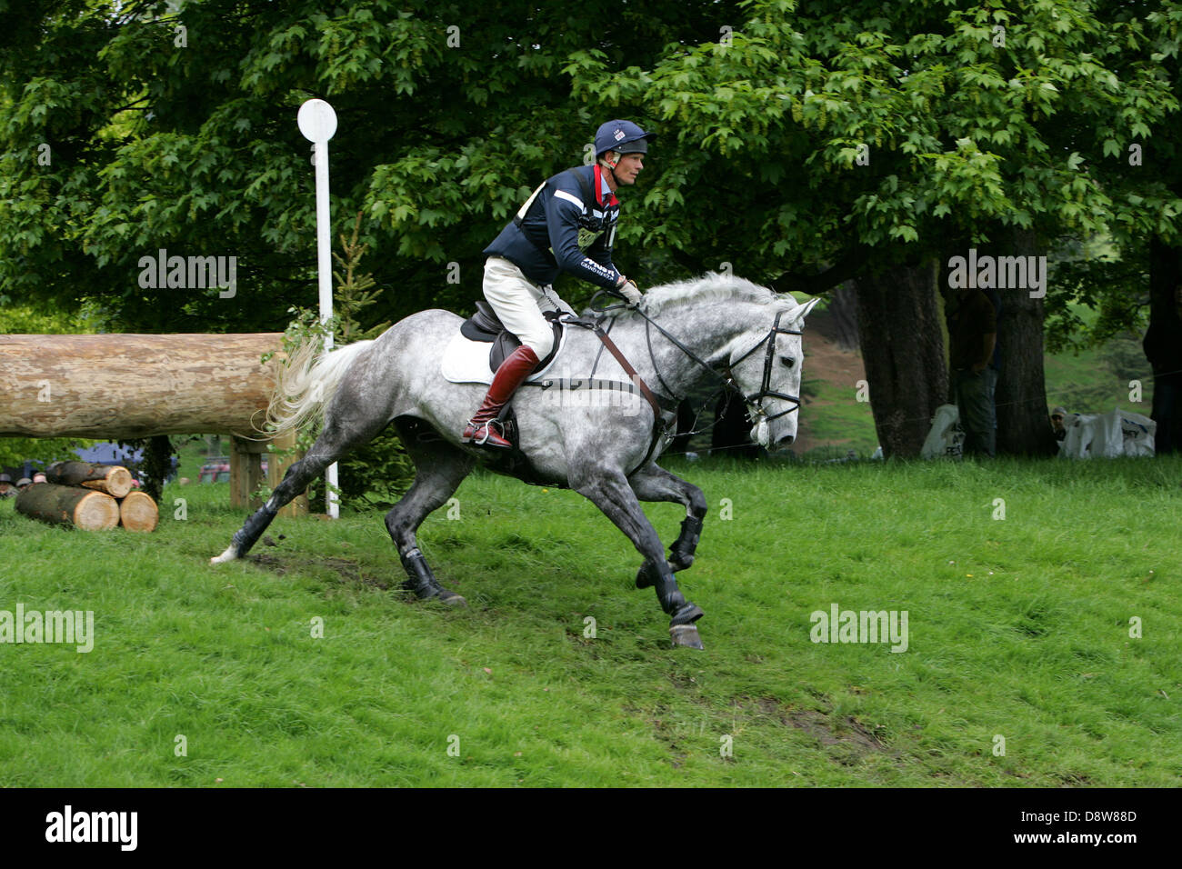 Concorrente a Chatsworth Horse Trials, Chatsworth House,Derbyshire, Regno Unito Foto Stock