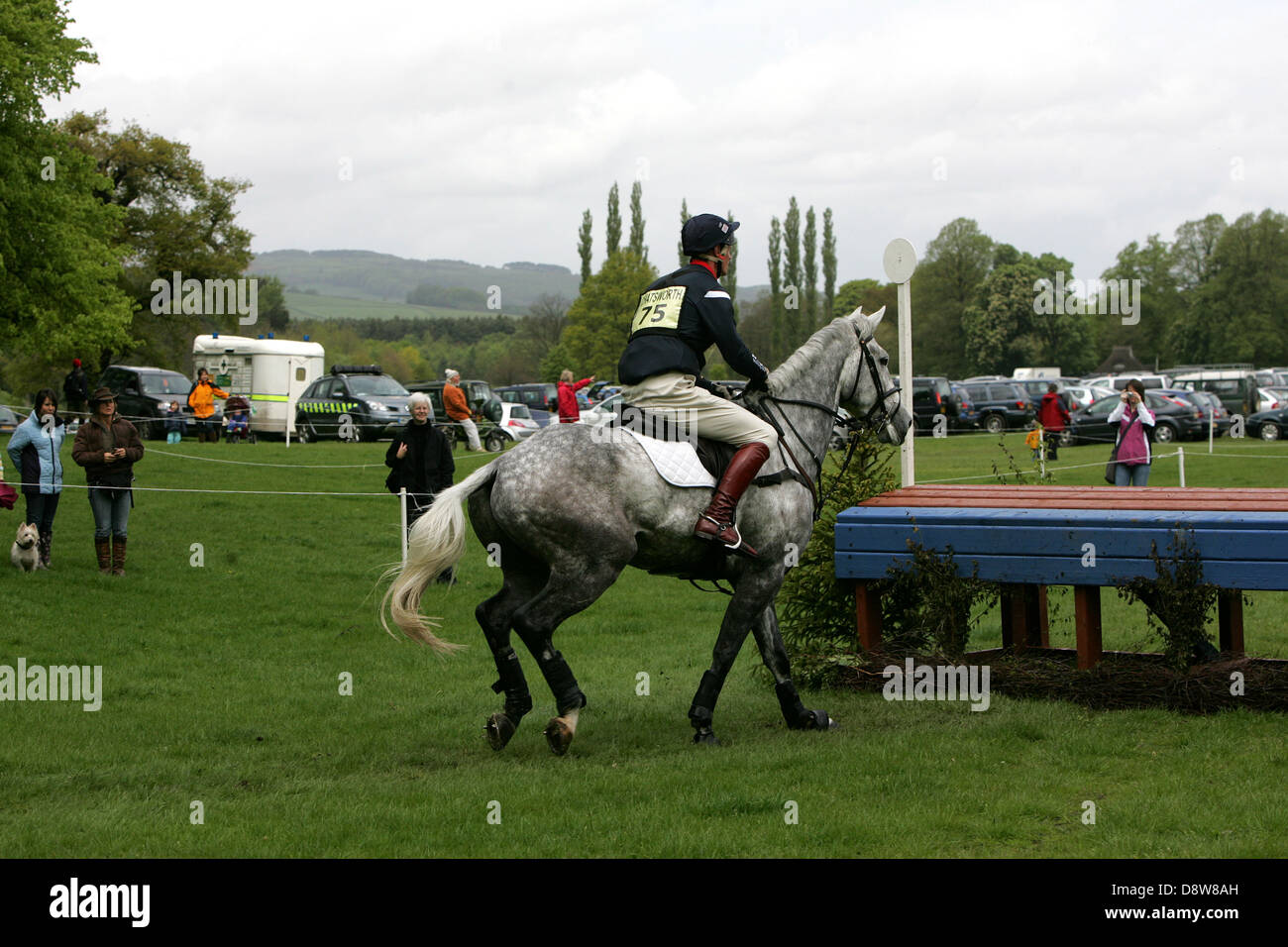 Concorrente a Chatsworth Horse Trials, Chatsworth House,Derbyshire, Regno Unito Foto Stock