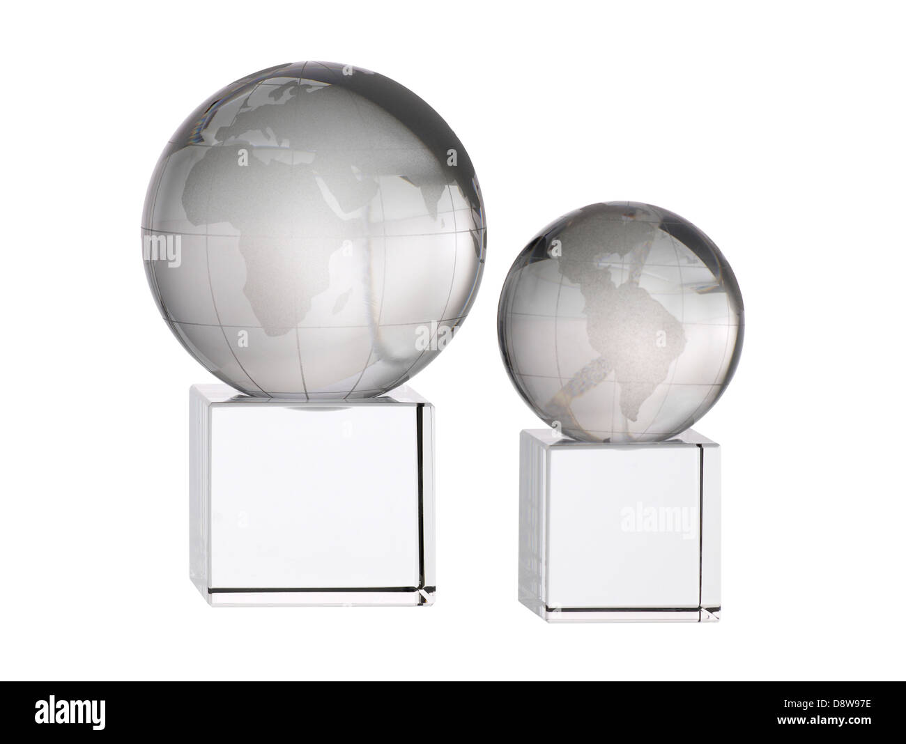 Due globo di vetro premi trofei Foto Stock