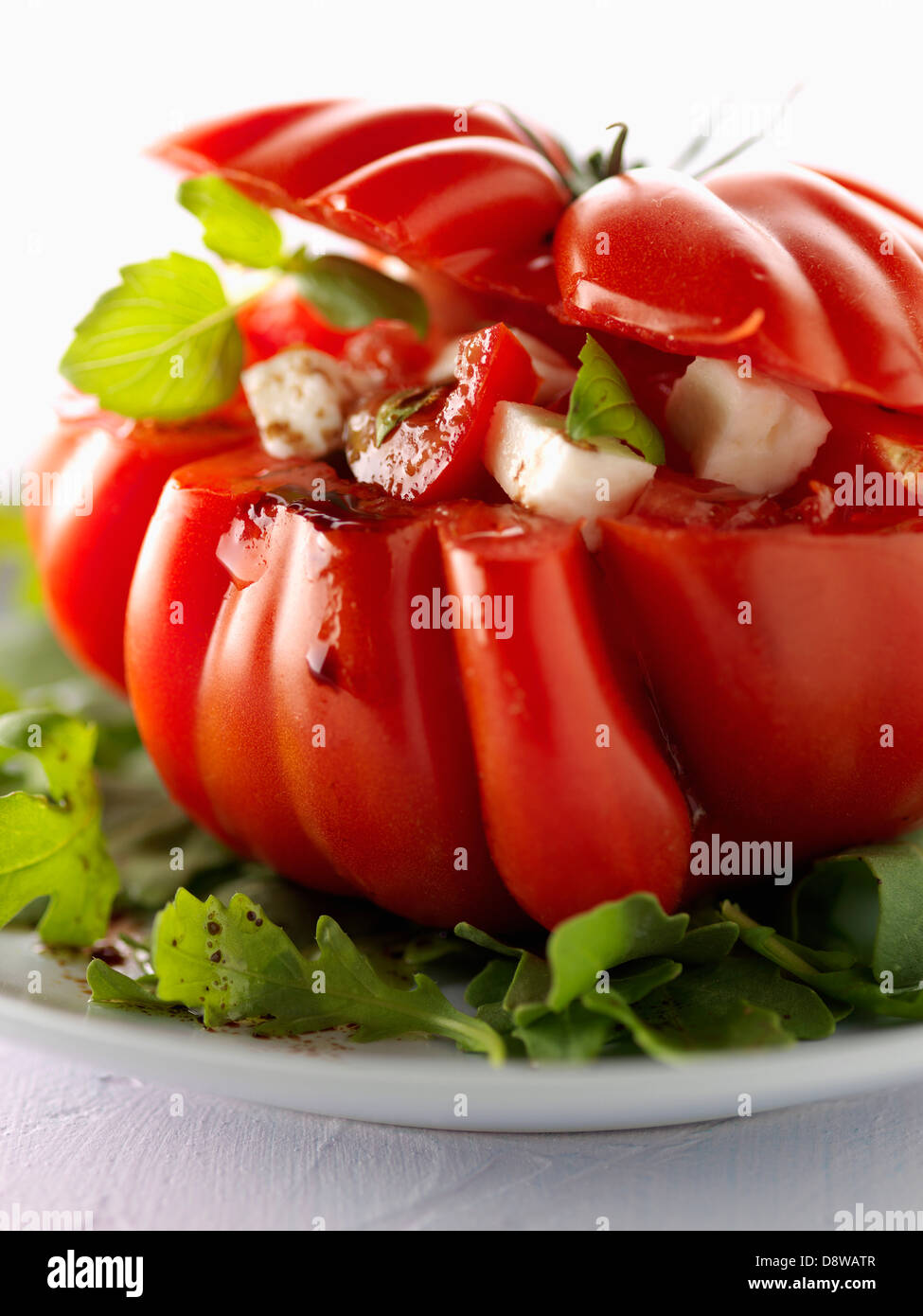 Coeur de boeuf pomodori ripieni con mozzarella di bufala Foto Stock