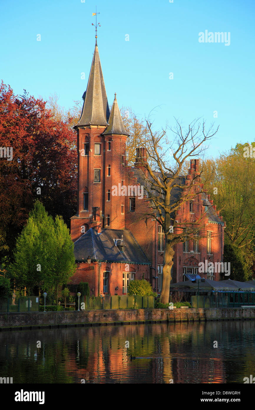 Belgio, Bruges, Minnewater, Lago di amore, Foto Stock