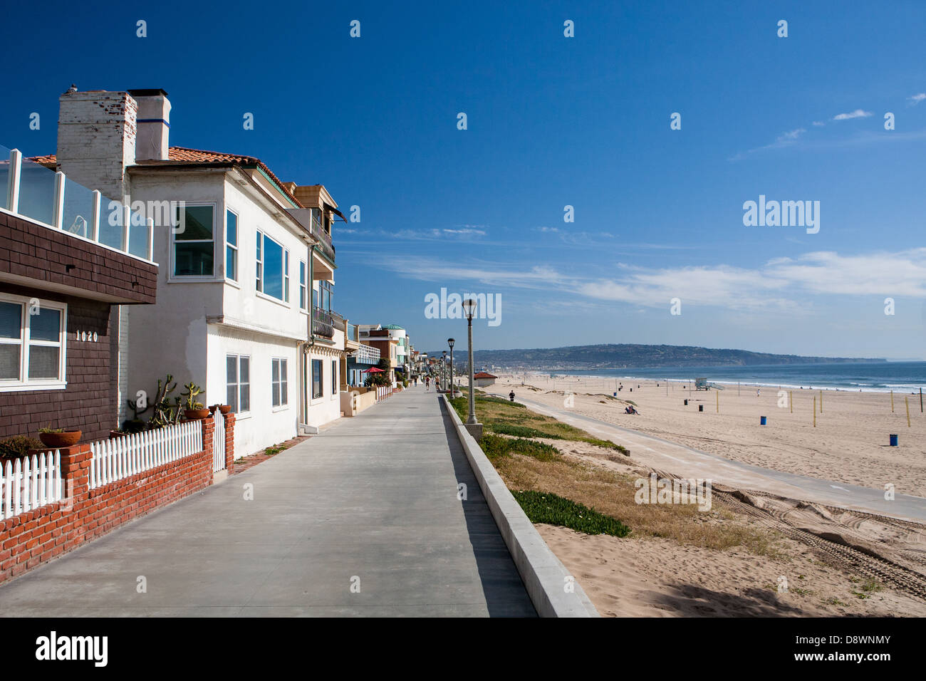 Le proprietà sul fronte mare a Manhattan Beach, Los Angeles, California, Stati Uniti d'America Foto Stock