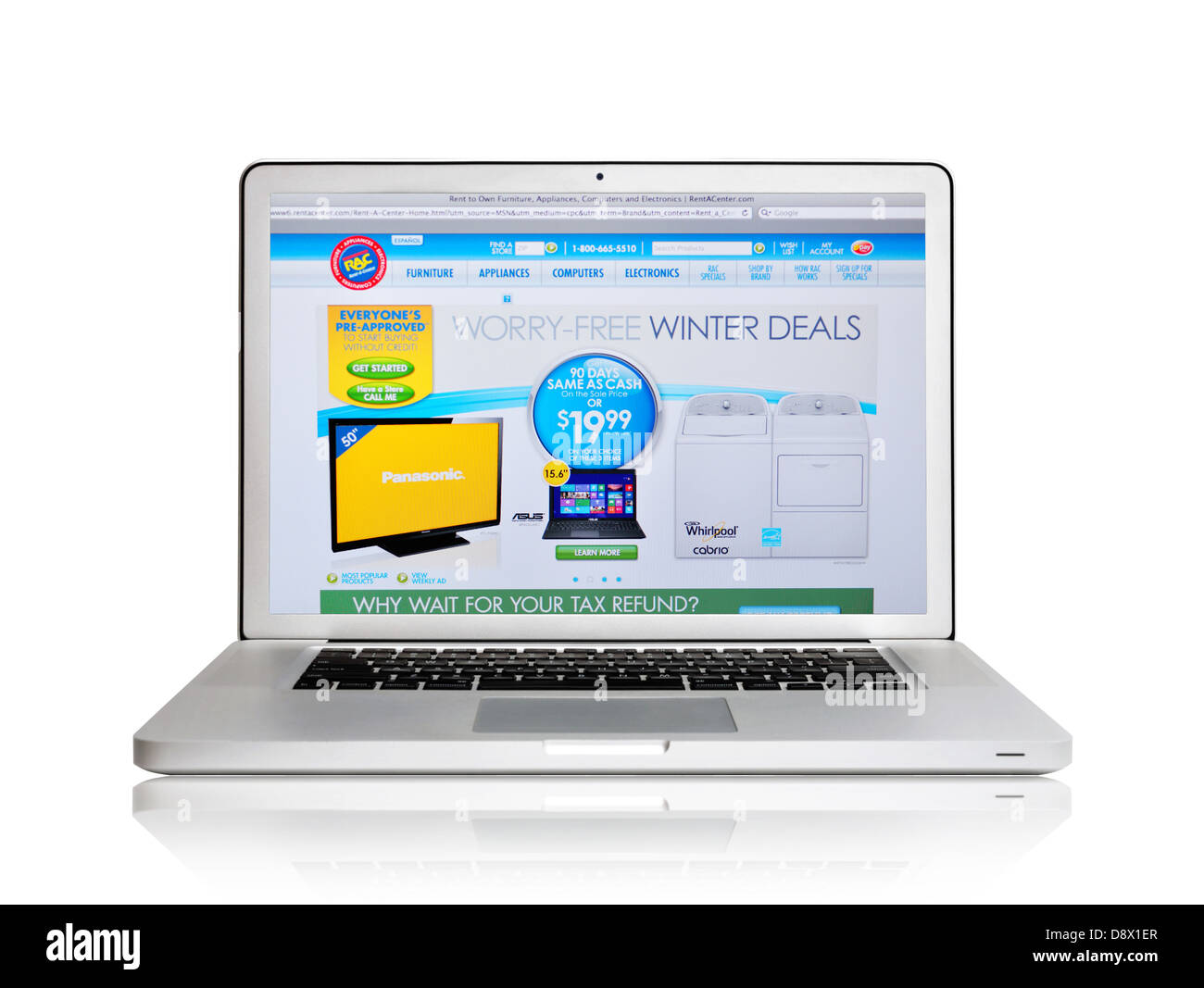 Rent-A-Center sito web su uno schermo del notebook - online mobili e noleggio di elettronica Foto Stock