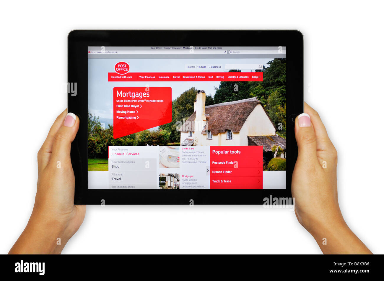 UK Post Office sito web su iPad Foto Stock