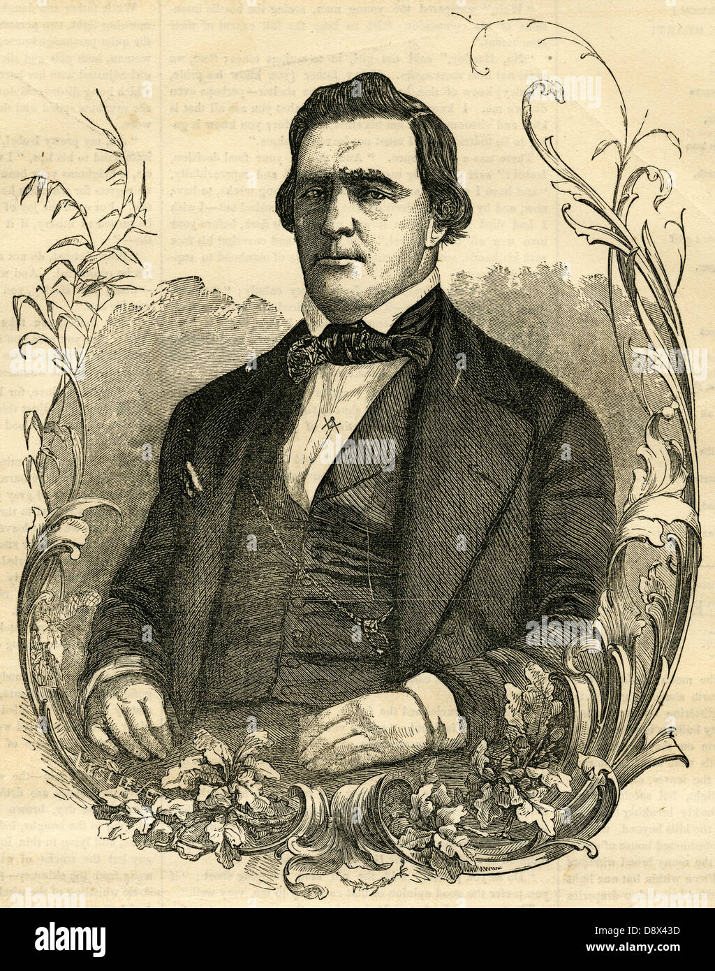 1854 incisione, Brigham Young, il presidente mormone. Foto Stock