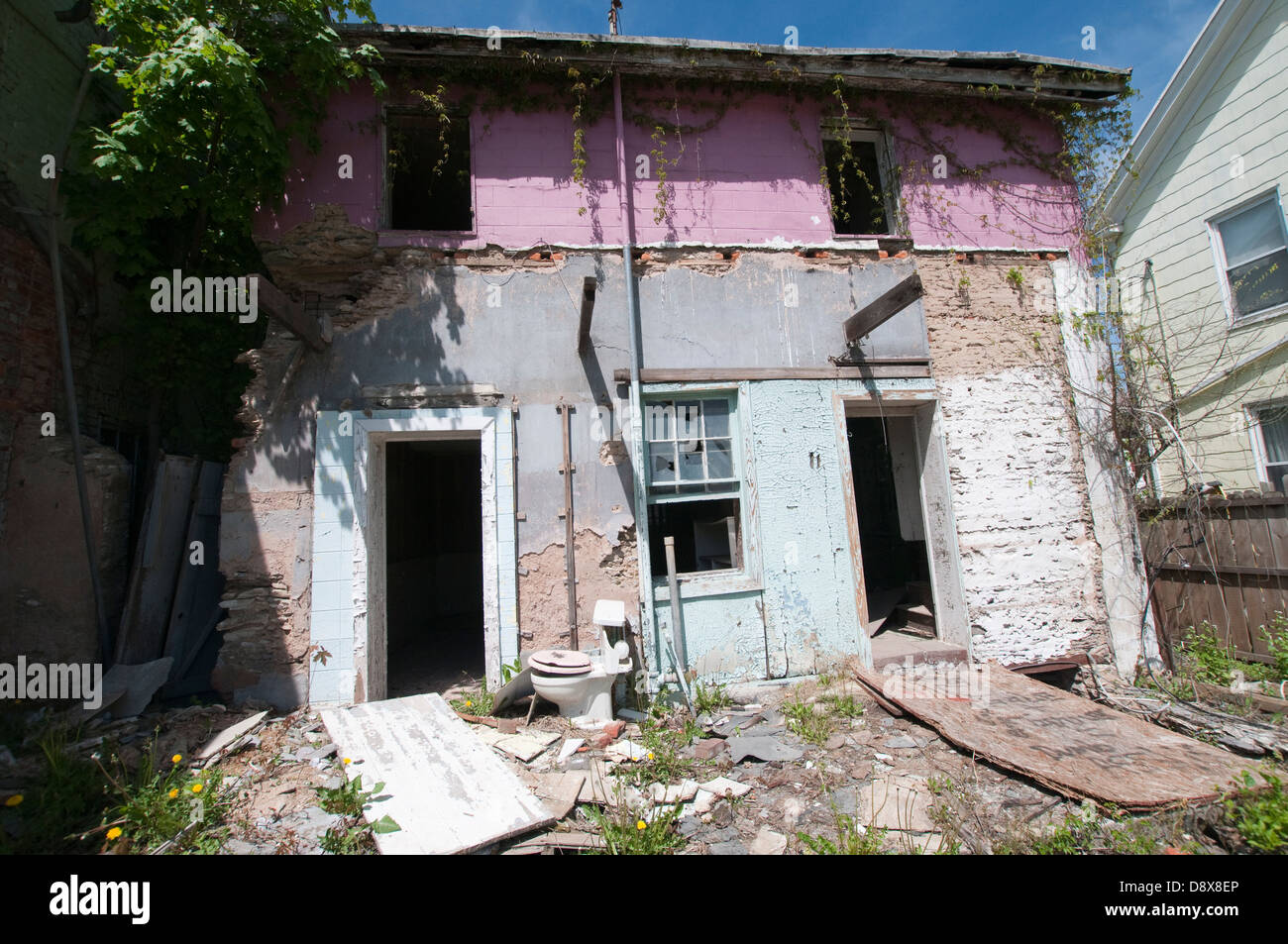 Una casa abbandonata in unione Bridge, rurale Carroll County Maryland USA Foto Stock