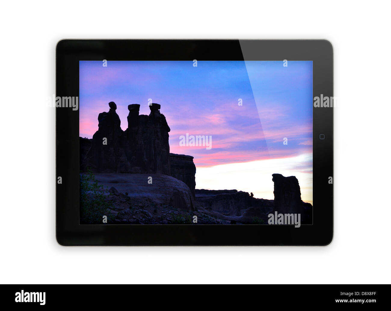 Lo schermo di iPad che mostra foto Foto Stock