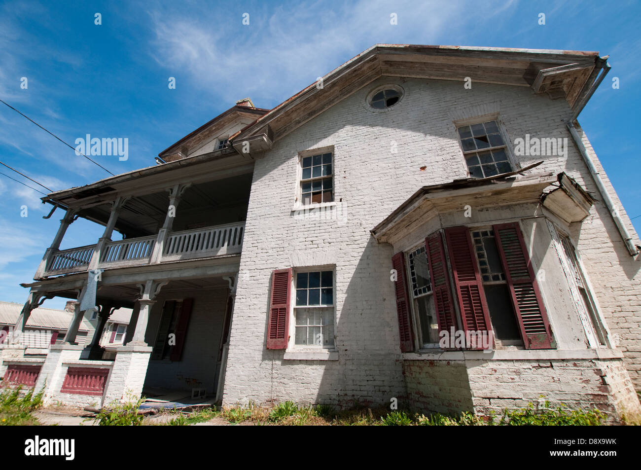 Una casa abbandonata in unione Bridge, rurale Carroll County Maryland USA Foto Stock