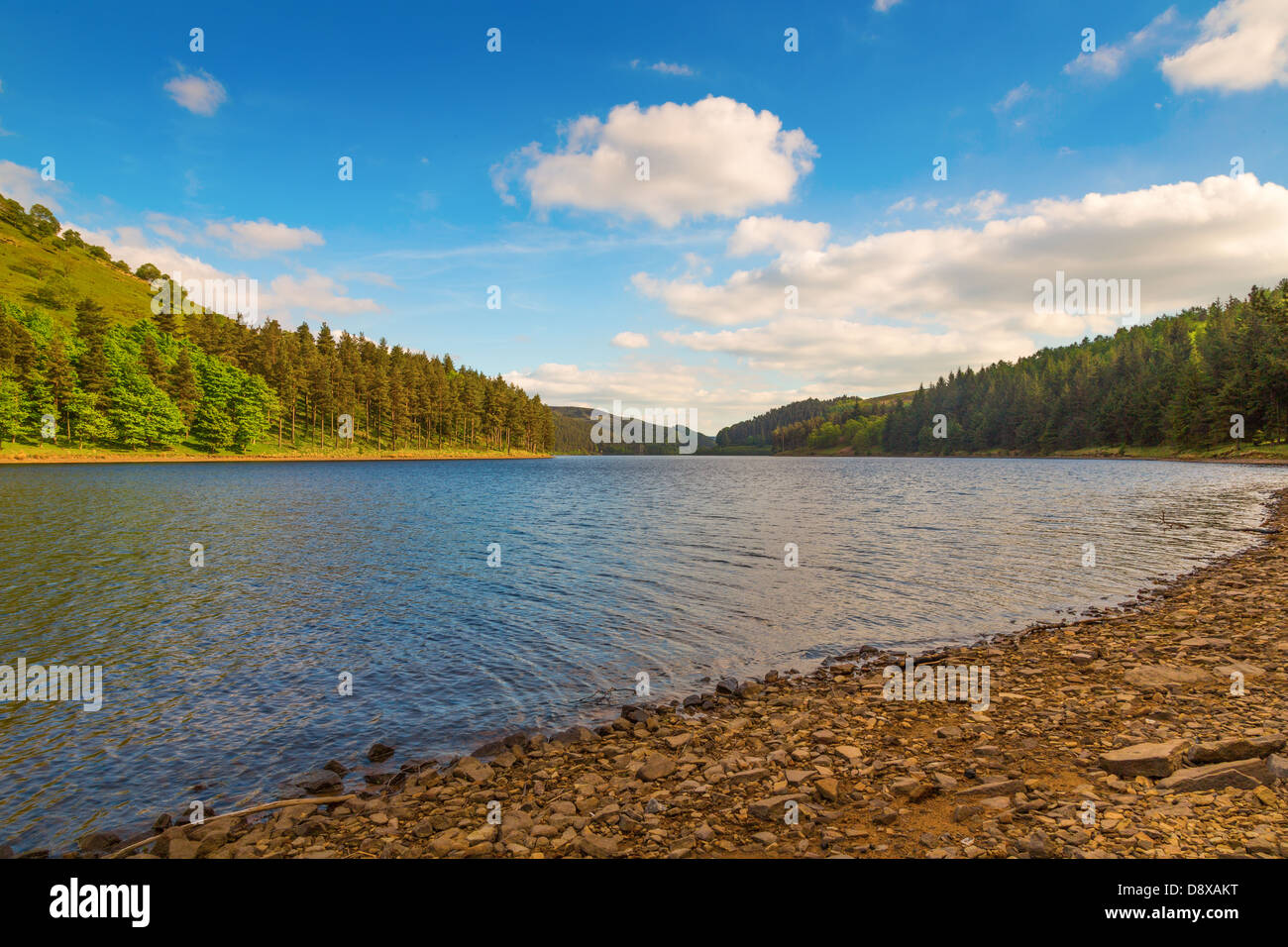 Vista di Derwent Water Peak District, Derbyshire, Regno Unito Foto Stock