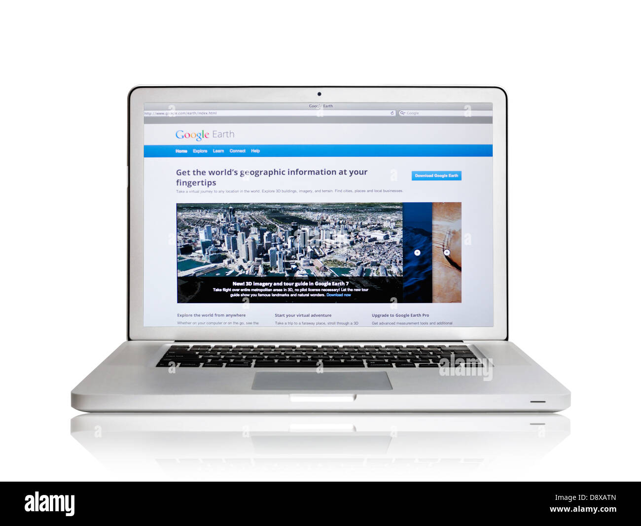 Schermo portatile schermo che mostra Google Earth sito web Foto Stock