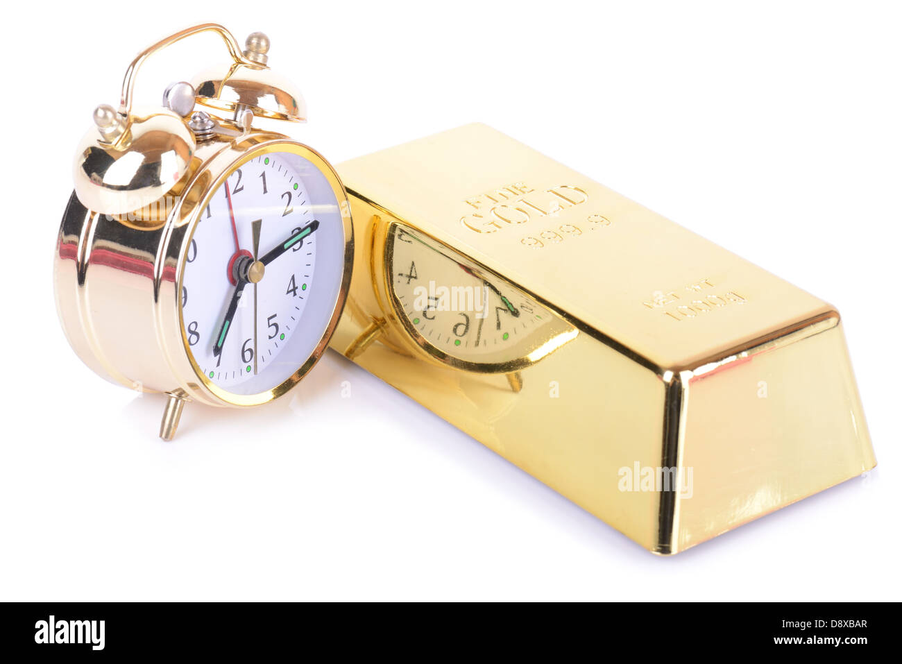 Concetto di tempo è denaro isolato su sfondo bianco Foto Stock