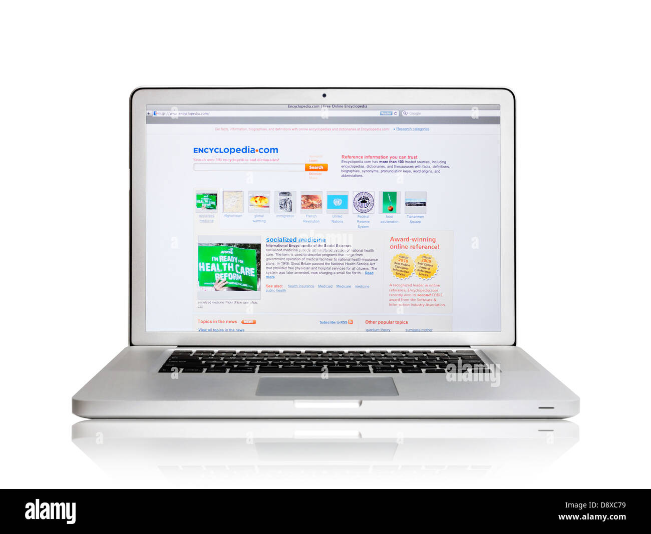 Schermo portatile mostra Encyclopedia.com website Foto Stock