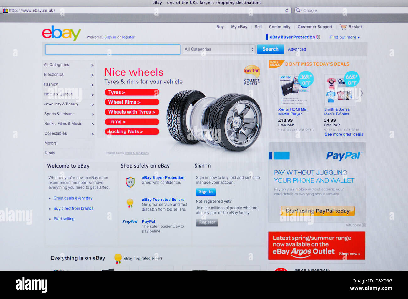 British eBay shopping on line sito web Foto Stock