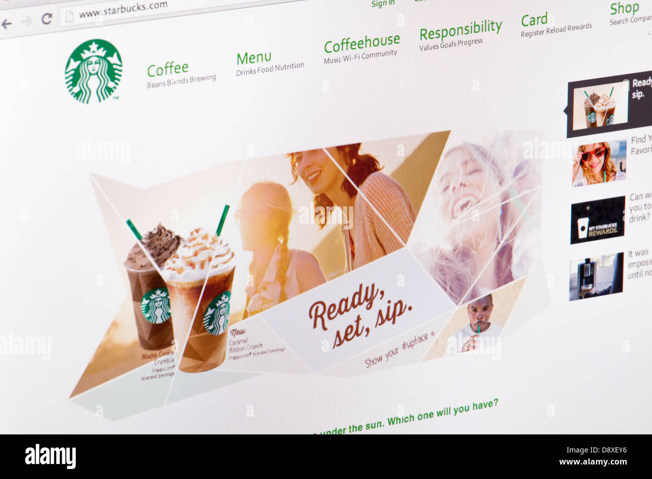 Starbucks Coffee Home page sito o pagina web su uno schermo di computer portatile o sul monitor di un computer Foto Stock