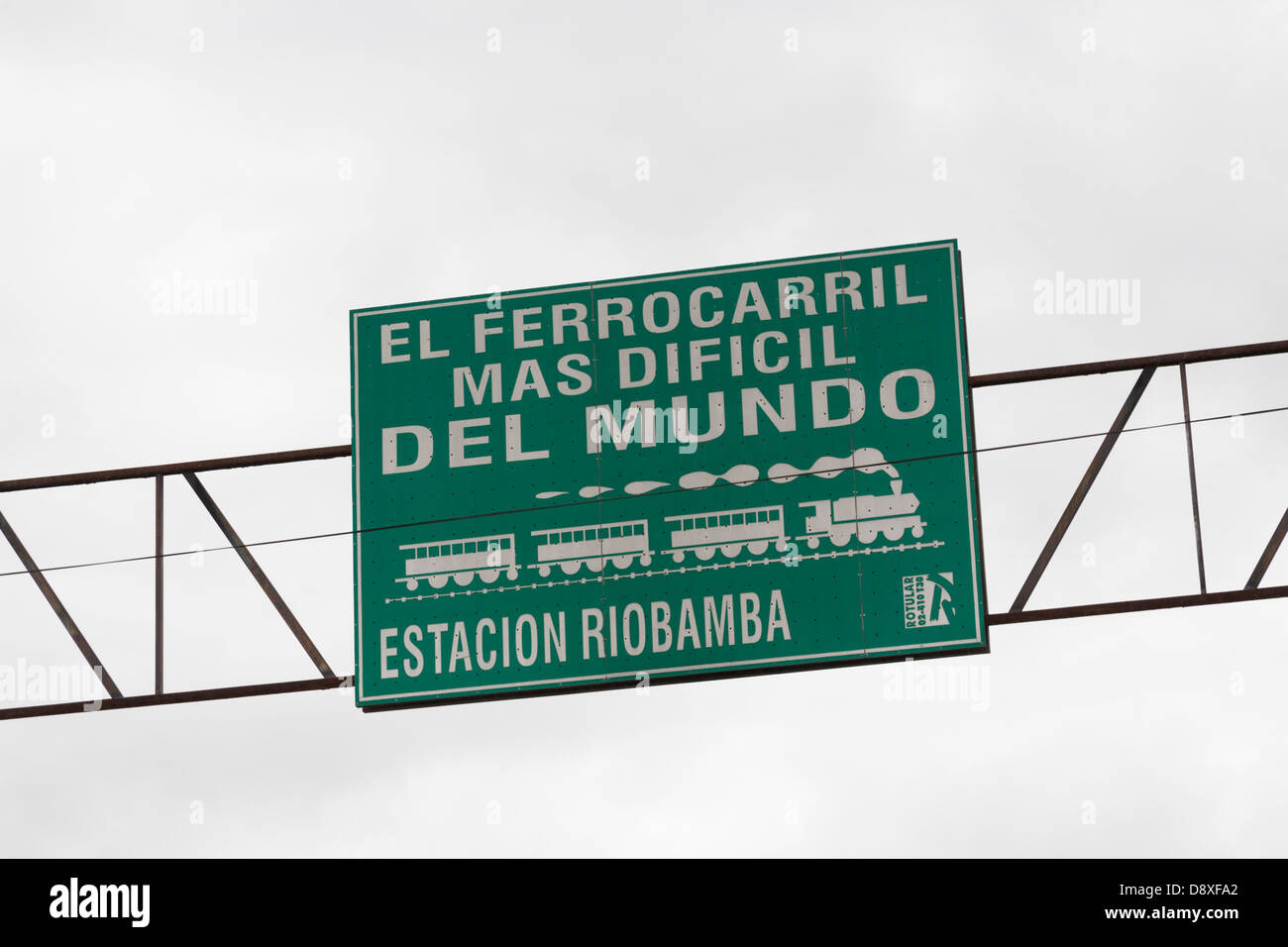 Riobamba stazione ferroviaria, Segno, Riobamba, Ecuador Foto Stock