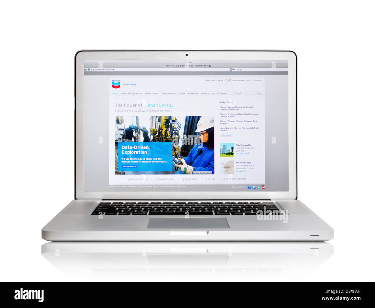 Sito web di Chevron su schermo portatile - petrolio e gas company Foto Stock