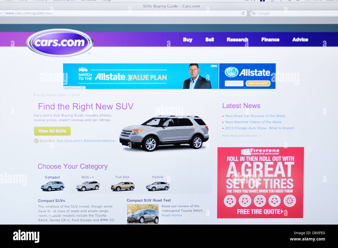 Cars.com del sito - online shopping auto Foto Stock