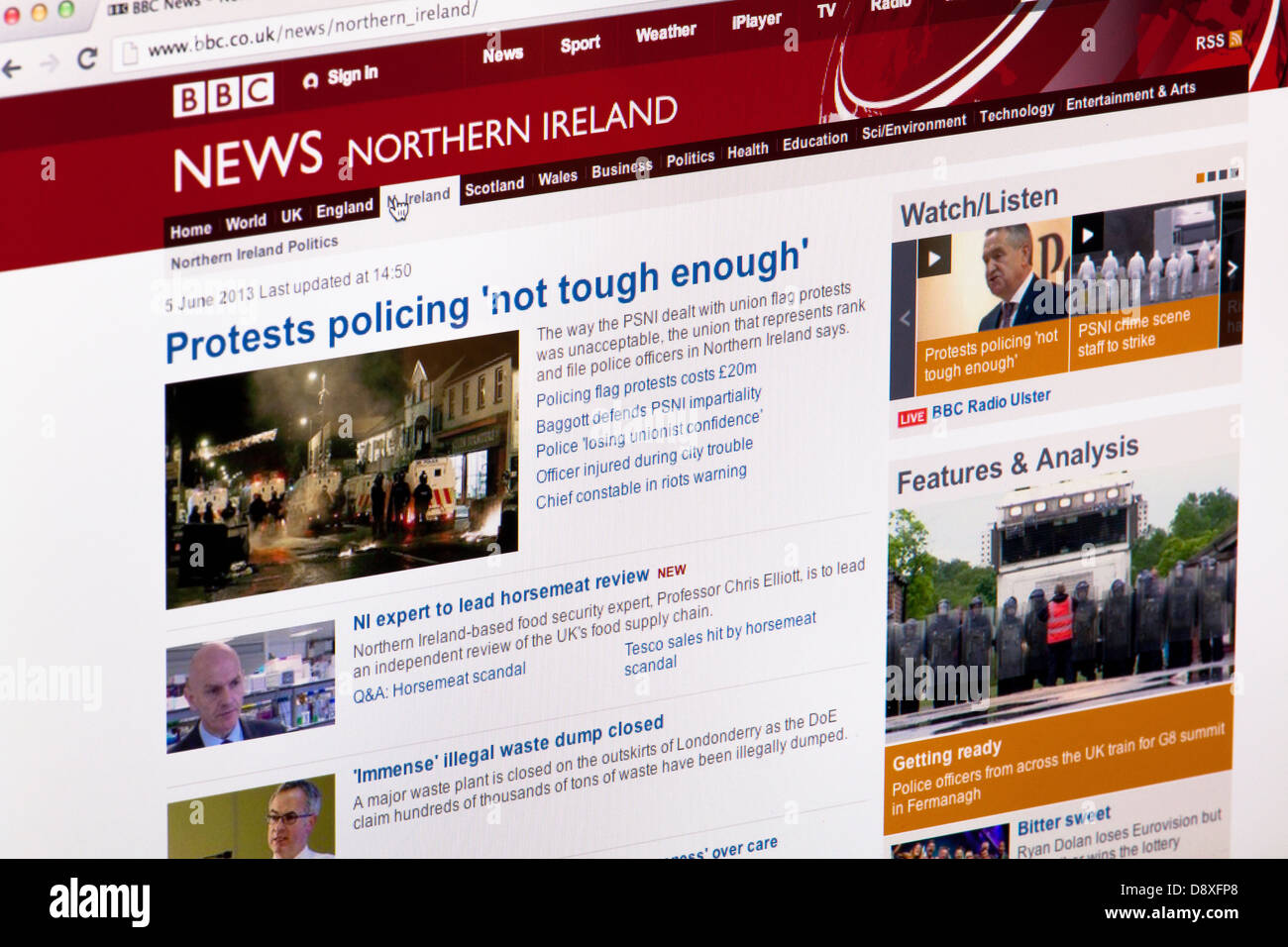 BBC News Isola Settentrionale home page sito o pagina web su uno schermo di computer portatile o sul monitor di un computer Foto Stock