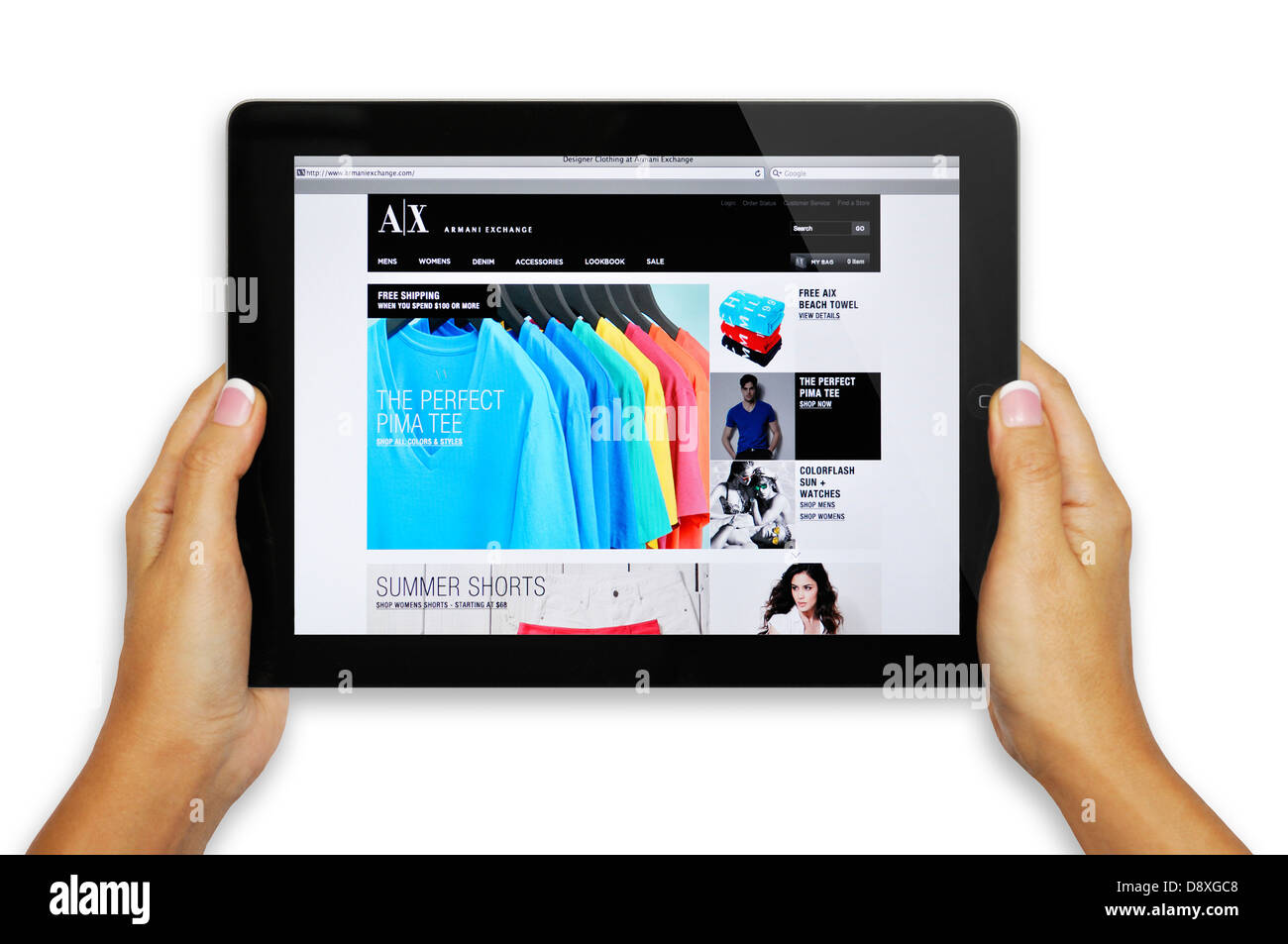 Armani Exchange abbigliamento online il sito web dello store su iPad Foto Stock