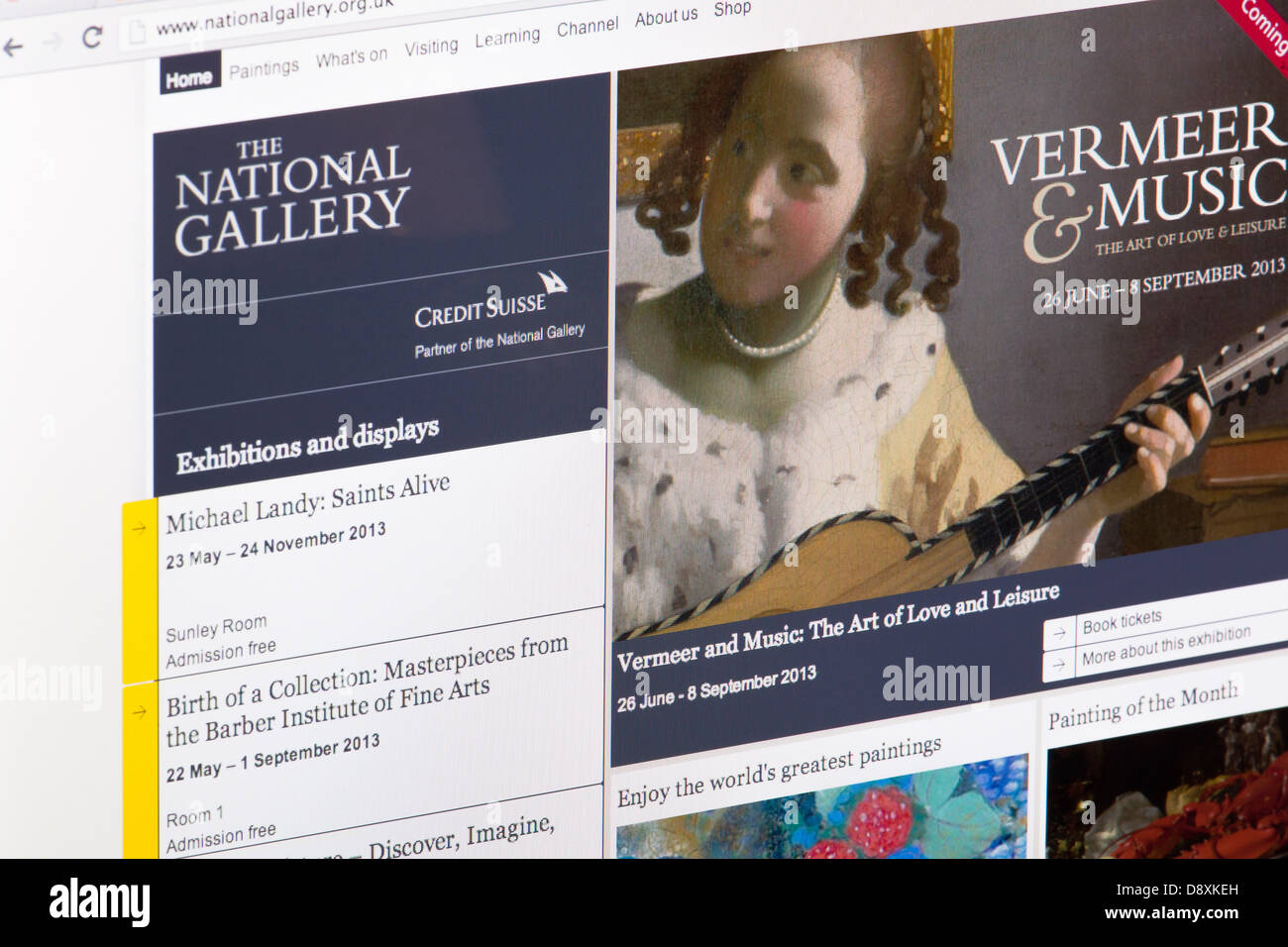 La Galleria nazionale sito web o una pagina web su uno schermo di computer portatile o sul monitor di un computer Foto Stock