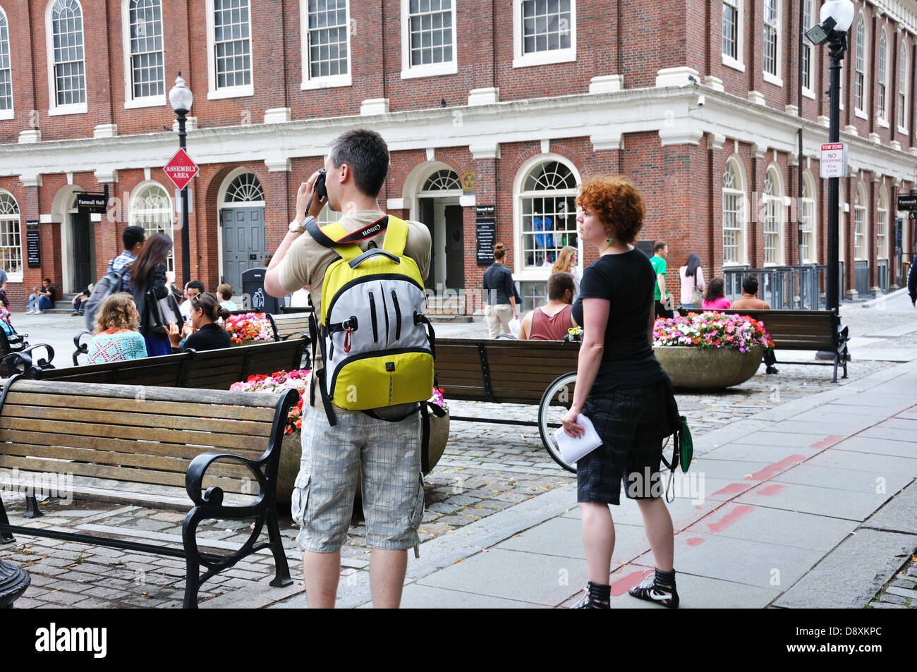 I turisti nel centro cittadino di Boston, Massachusetts, STATI UNITI D'AMERICA Foto Stock
