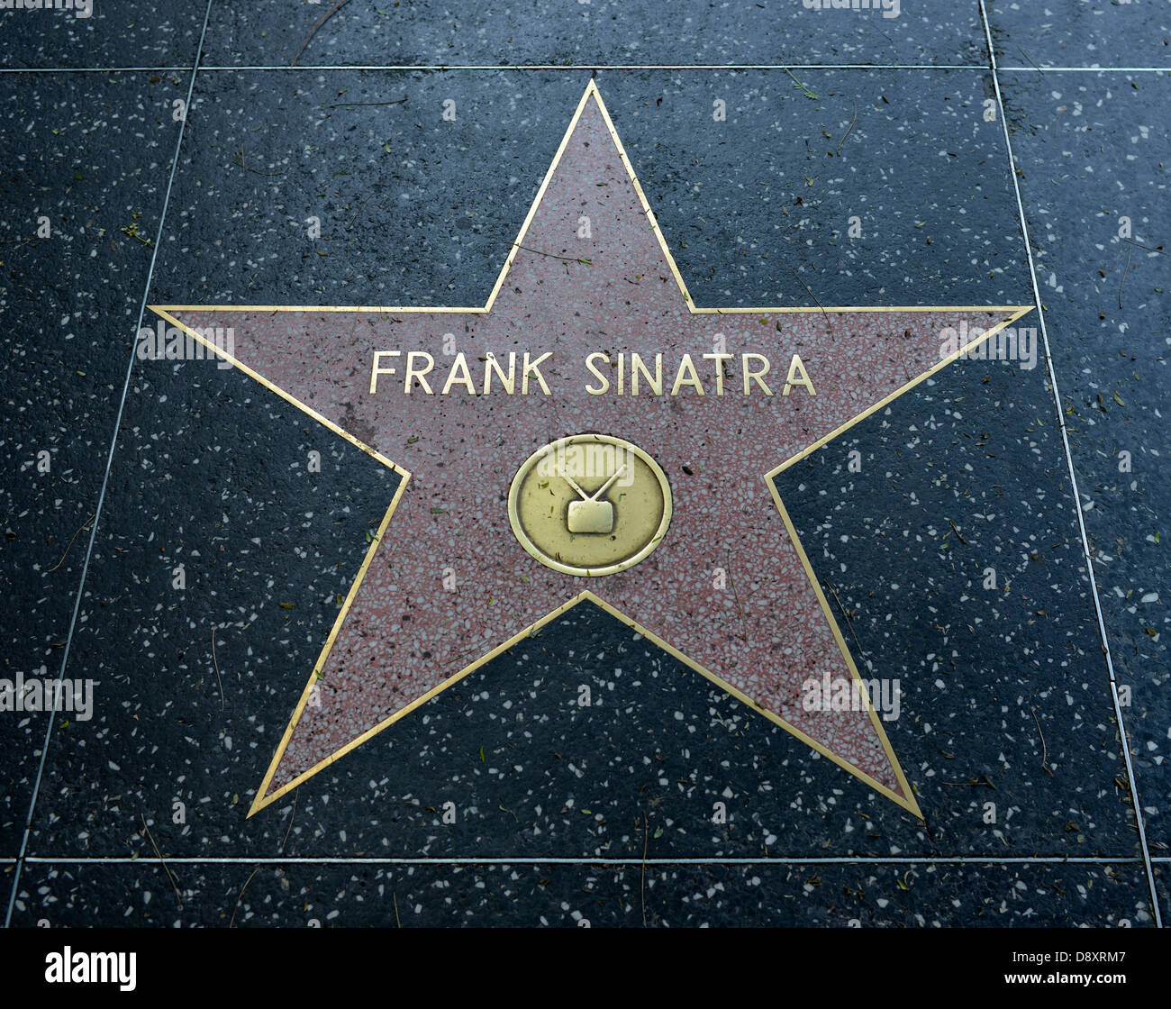 Terrazzo star per artisti attore Fran Sinatra, categoria televisione, Drumming di fama, Hollywood Boulevard, a Hollywood Los Angeles Foto Stock