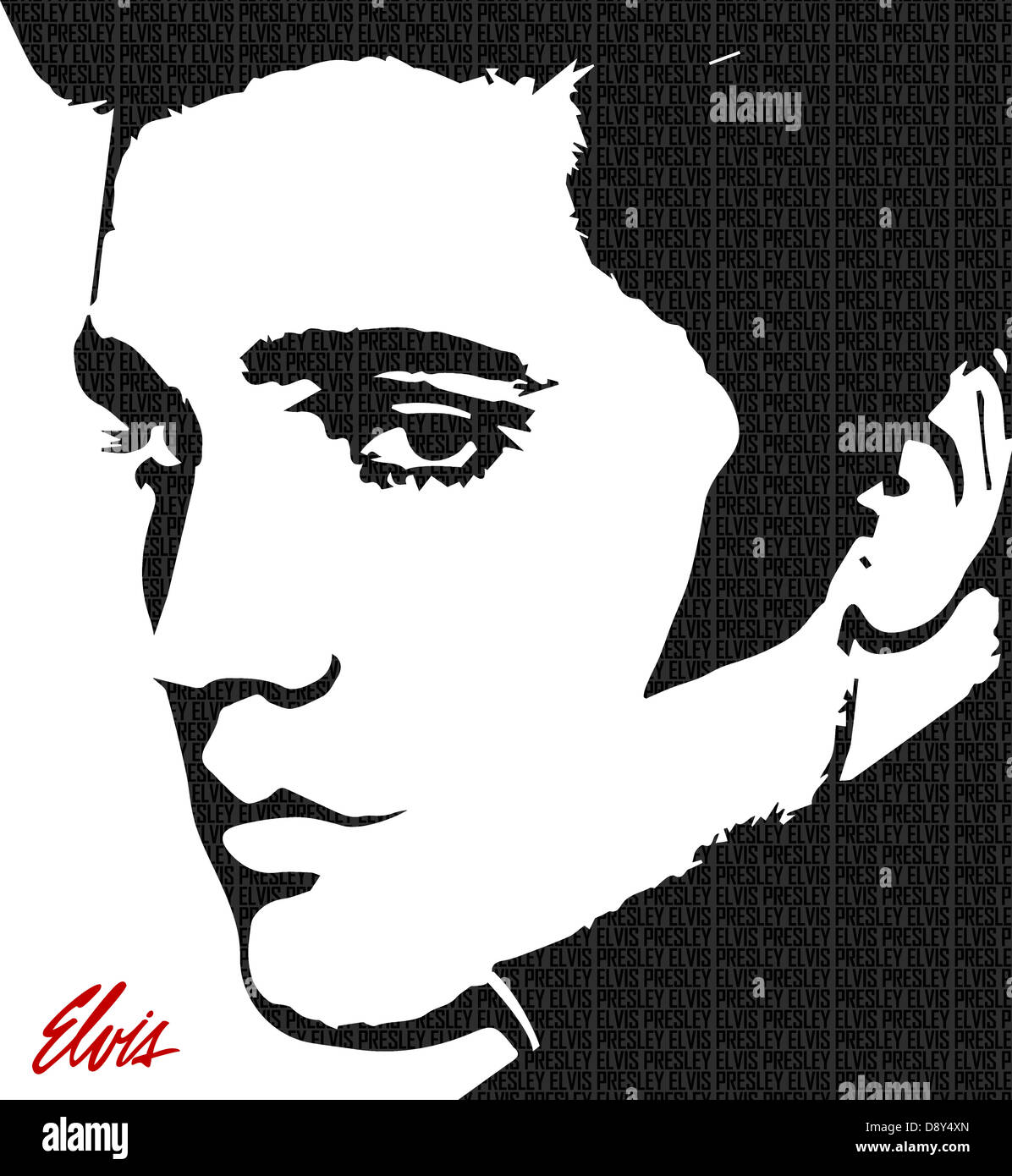 Disegno del famoso cantante americana musicista e attore Aaron Elvis Presley Foto Stock